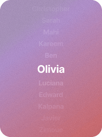A selection of voice names with Olivia highlighted