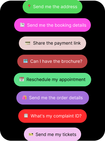 Examples of customer requests handled through WhatsApp